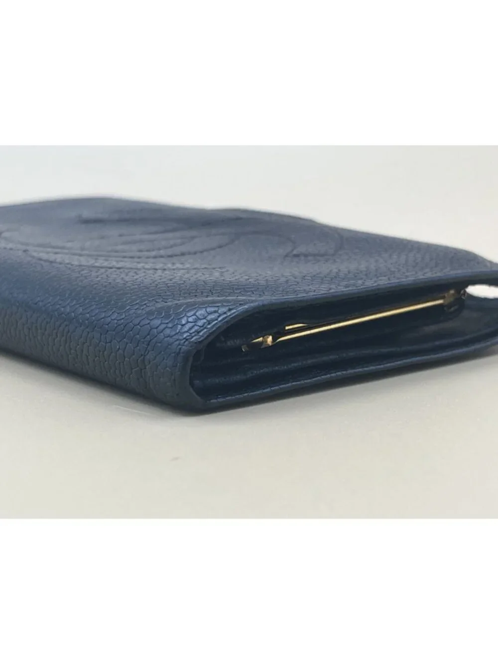 Chanel Timeless CC Long Bifold Wallet Black Caviar Leather Serial Sticker Snap T